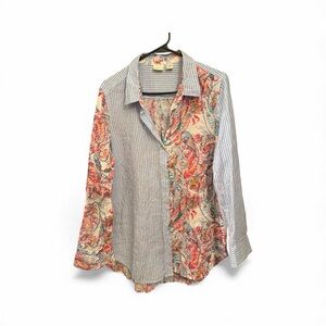 Westbound Women’s Multicolor Paisley and Striped Shirt Sz L
